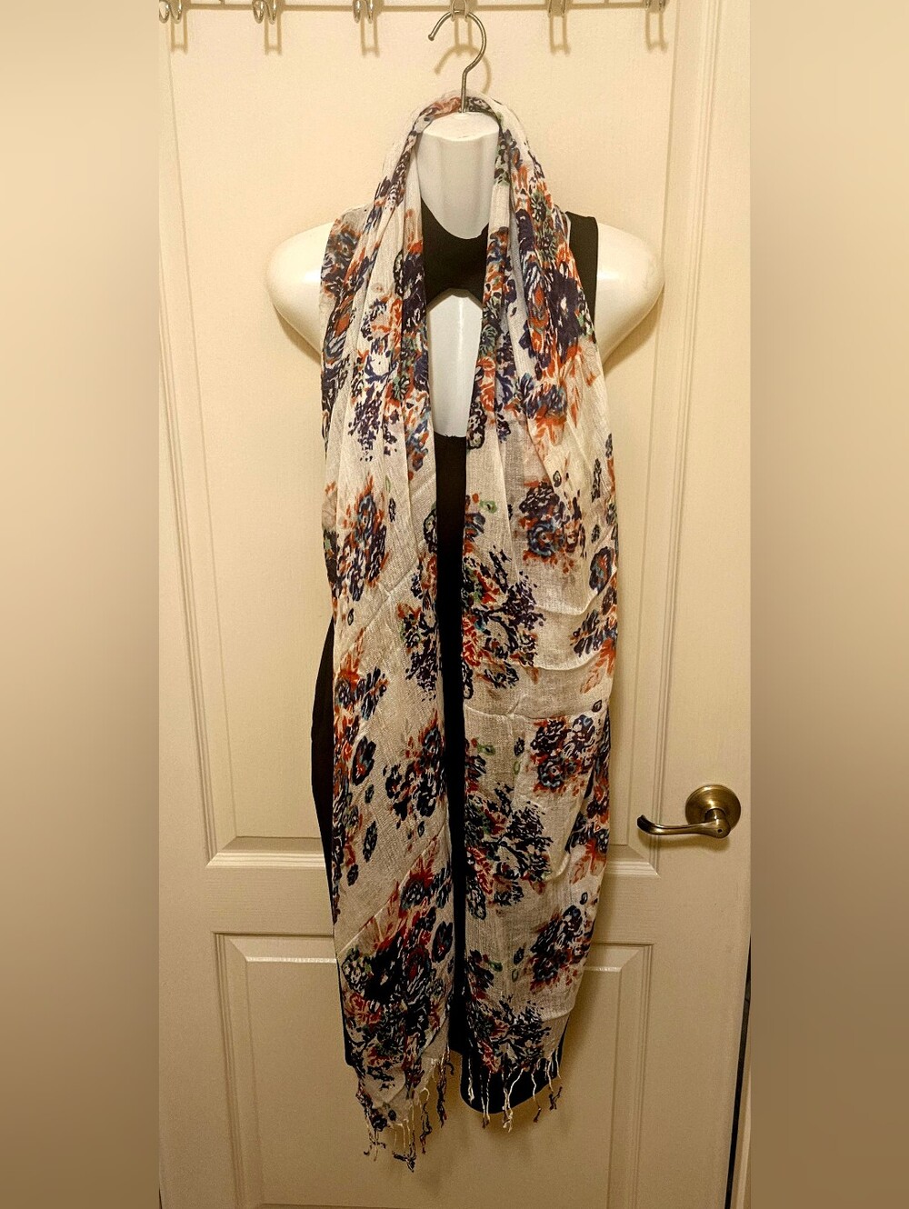 SARONG SCARF WRAP w Fringe Very Versatile Piece Beige Purple Orange